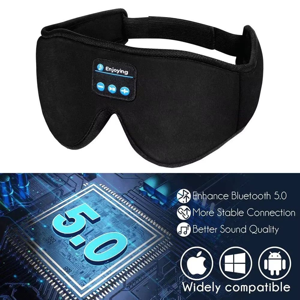 New 3D Wireless Music Headphone Sleep Breathable Smart Eye Mask Bluetooth Headset Call with Mic for Ios Android Mac Dropshipping