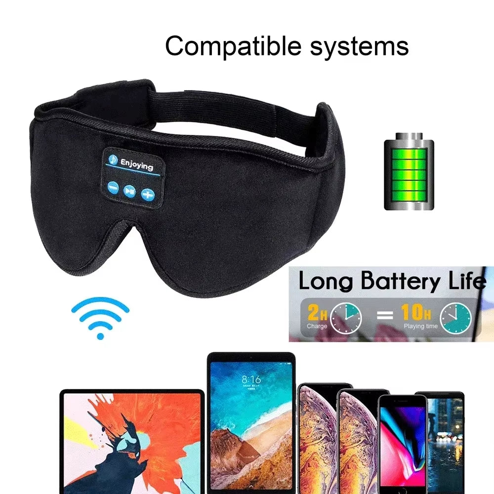 New 3D Wireless Music Headphone Sleep Breathable Smart Eye Mask Bluetooth Headset Call with Mic for Ios Android Mac Dropshipping